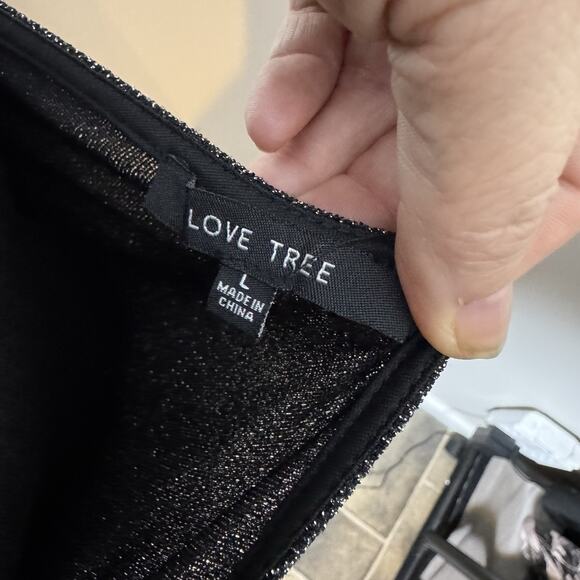 Love Tree Spaghetti Strap Bodycon Mini Dress Sparkle Black Silver- Size Large - Picture 5 of 5